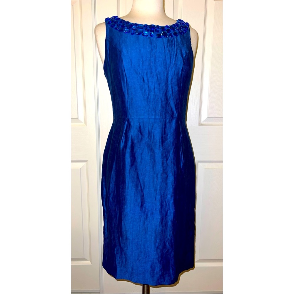 💙 KALIKO Blue Dress w/ Blue Crystal Neck Line